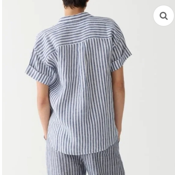 J. Crew Capitaine Linen Shirt, Blue Stripe, Size M - Picture 3 of 7